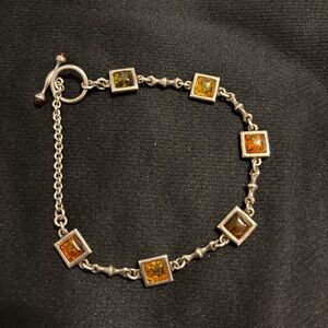 Vintage Sterling Silver 925 Baltic Amber
Women Bracelet -9"